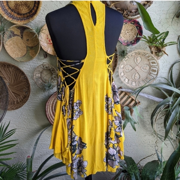 Free People M Paint The Sun Slip Yellow Mini Dress - Picture 7 of 16